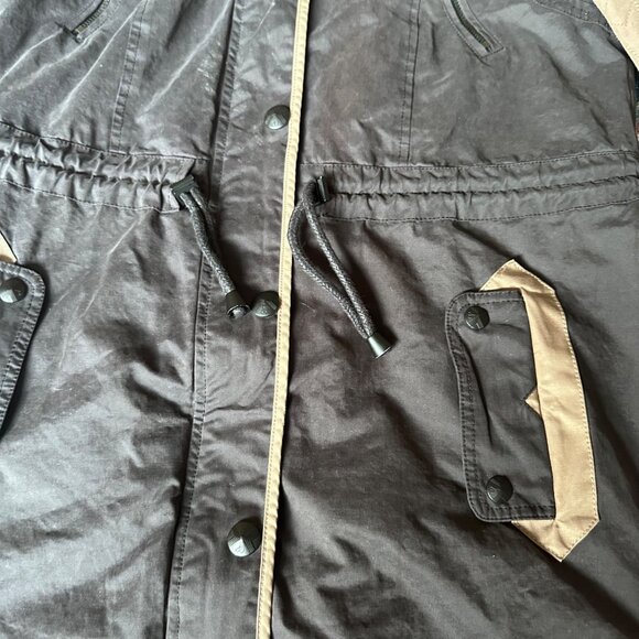 Sam Edelman Quilted Sleeve Hooded Parka Jacket Womens M Hybrid Long Drawstring - Picture 6 of 16